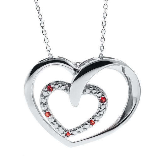 **R2 000.00**DOUBLE HEART SHAPE 925 SILVER PENDANT W/ PINK SAPPHIRE