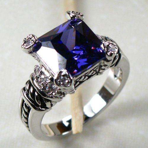 AMETHYST 925 STERLING SILVER GEMSTONE RING SZ#7