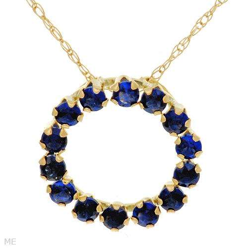 **R800**Fashionable Circle Necklace With 0.56ctw Created Sapphires Made in Yellow Gold Length 18in