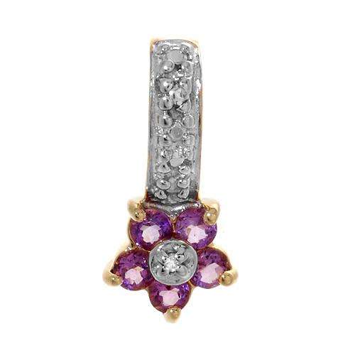 High Quality Brand New Pendant With Precious Stones - Genuine Diamond and Amethysts in gold