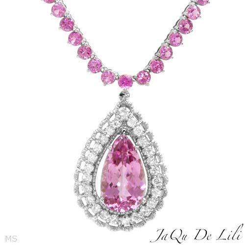 **EST ZAR195 000***IGL USA CERTIFIED Jaqu De Lili! Necklace 34.65ctw Diamonds,sapphire, kunzanit