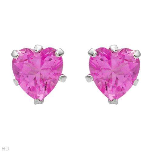 Stud Earrings With 0.80ctw Created Sapphires Crafted in 925 Sterling silver Length 5mm