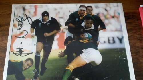 Signed  "Joost tackle Lomu" Photo - Signed by Joost van der Westhuizen