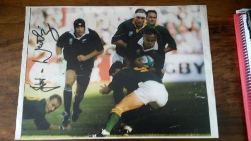 Signed  "Joost tackle Lomu" Photo - Signed by Joost van der Westhuizen
