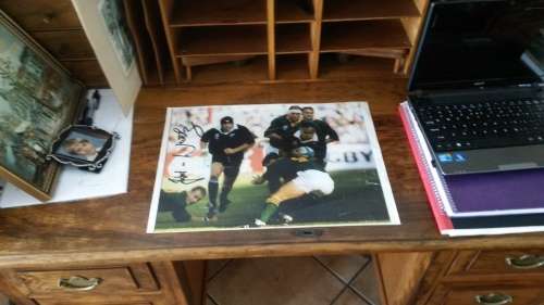 Signed  "Joost tackle Lomu" Photo - Signed by Joost van der Westhuizen