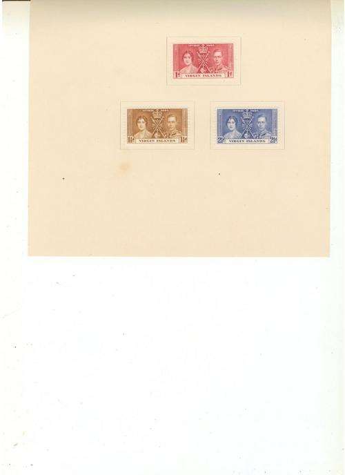 VIRGIN ISLANDS 1937 Coronation -Set of 3 - Mint Unused Lightly hinged