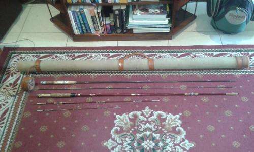 Fly Fishing Rods x 2 (One Hardy) with Vintage Rod Holder