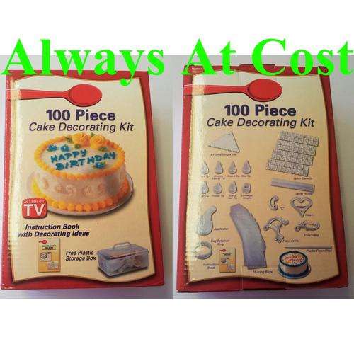 100 Piece Cake Decorating Kit With Free Plastic Storage Box.