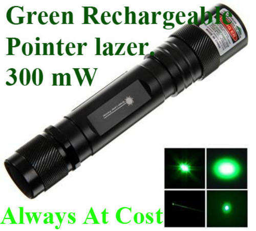 300 mW Rechargeable Green Pointer Laser With Star Cap (Patterns).