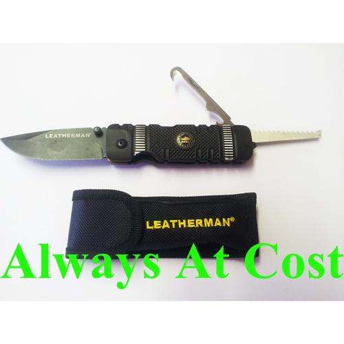 Leatherman 4" Lock Knife With Belt Clip.Pouch Included !! Also With Attachments !