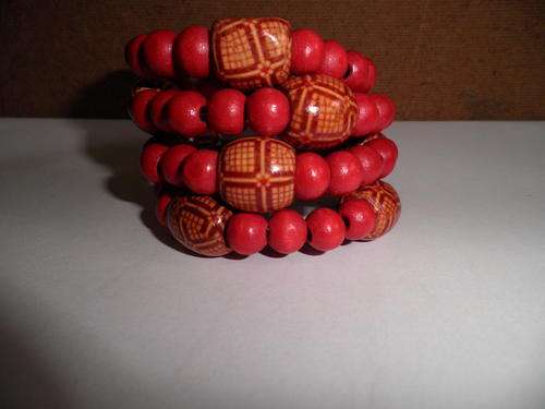 Red African Wooden Bead Bracelet