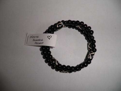 Black/White Wooden Beaded Bracelet