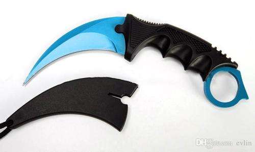 BLUE Counter Strike Titanium Karambit Knife fox Claws necklace knife - LAST 4 AVAILABLE!!