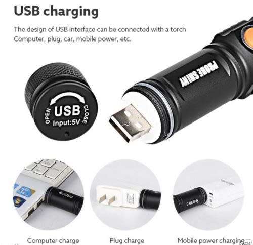 Adjustable LED Zoom 3000LM MINI USB Rechargeable Flashlight Torch Portable - 5 Available!!
