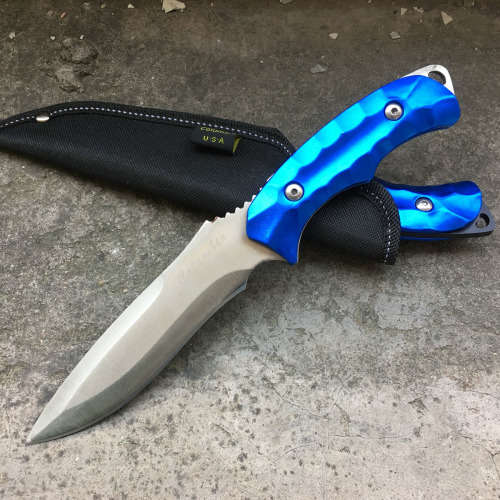 Columbia Blue Handle Survival Camping Tactical Bowie Hunting knife - 3 AVAILABLE!!