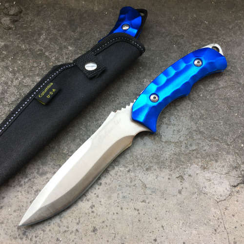 Columbia Blue Handle Survival Camping Tactical Bowie Hunting knife - 3 AVAILABLE!!