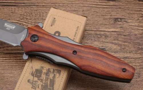 2018 Jeep DA133 Titanium Tactical Folding Knife 440C Wood Handle - 4 AVAILABLE!!