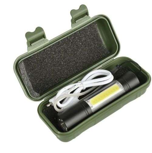 Xanes 1517 XPE+COB 2Lights 1000Lumens 3 Modes USB Rechargeable  EDC LED Flashlight - 5 AVAILABLE!