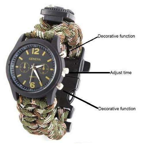 EMERGENCY SURVIVAL WATCH WITH PARACORD, COMPASS, WHISTLE, FIRE STARTER - 2 AVAILABLE!