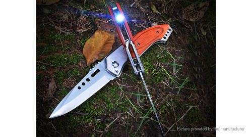 Assisted Opening Knife 656 Pocket 440 Blade Wood Handle With LED Light - 10 Available!!