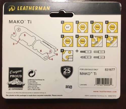 LEATHERMAN 831677 Mako Ti/Peg - 4 AVAILABLE!!