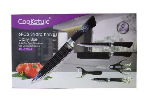 Cookstyle Chef Knife Set 6 Piece - Non stick coated, Non slip - 2 Available!!