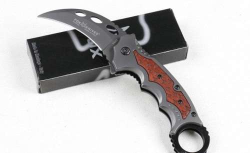 NEW - Fox FA42 Karambit 440C Titanium Coated Blade Wood + Steel Handle Claw Knife  - 2 Available!!