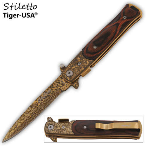 9 Inch Godfather Style stiletto style Folding Knife  - 5 AVAILABLE!!