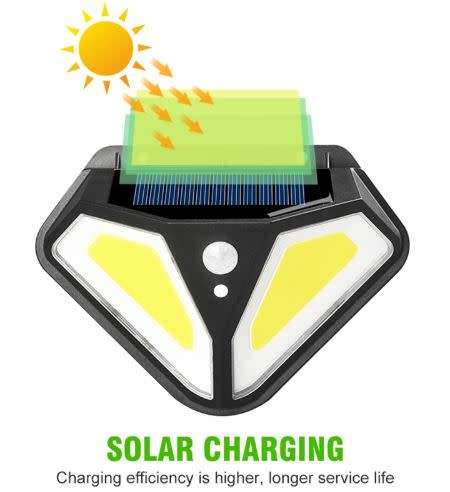 LED Solar Wall Light PIR Motion Sensor Lamp 3 Modes Outdoor IP65 Waterproof 50 COB - 5 Available!!