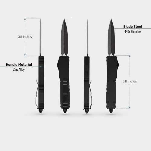 9" Black Tactical Recon OTF Combat Pocket Knife - 2 Available!!