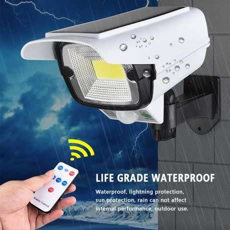 Solar Light Motion Sensor Security Dummy Camera Remote COB LED