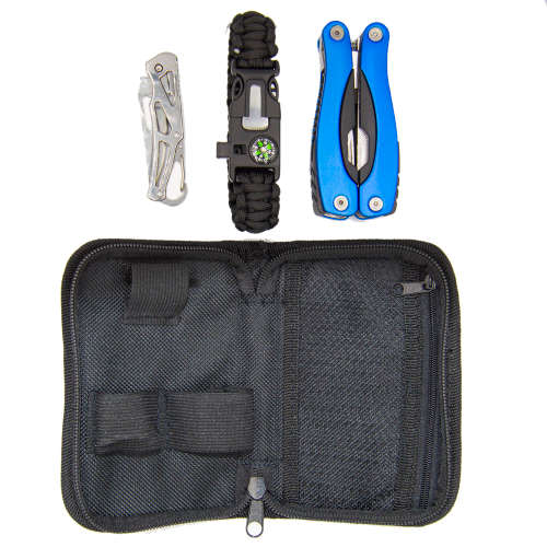 Stainless Steel Multi Tool 9-1 Pliers, Paracord Bracelet and Knife in a Pouch - 3 Available