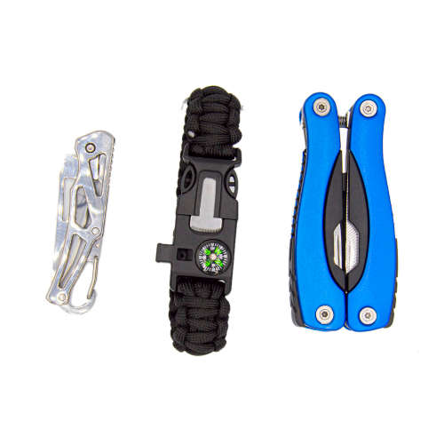 Stainless Steel Multi Tool 9-1 Pliers, Paracord Bracelet and Knife in a Pouch - 3 Available