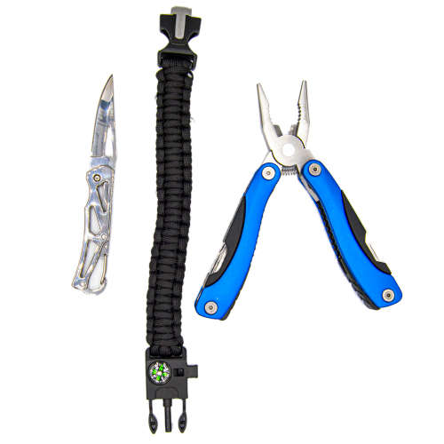 Stainless Steel Multi Tool 9-1 Pliers, Paracord Bracelet and Knife in a Pouch - 3 Available