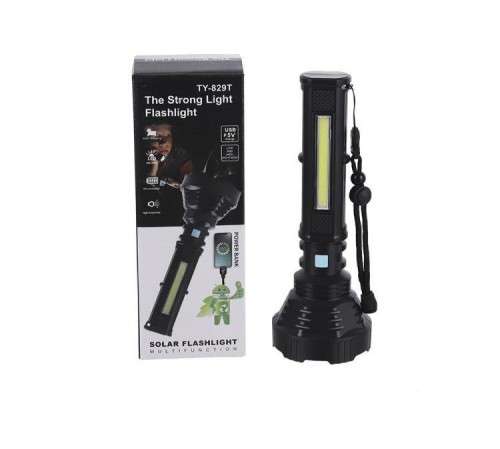 LED Flashlight with Solar Panel & USB - 20 Available