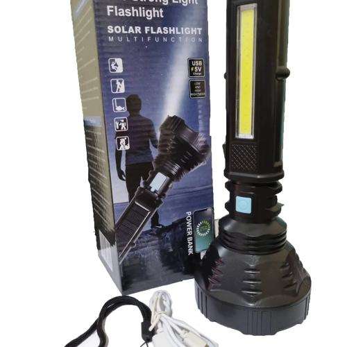 LED Flashlight with Solar Panel & USB - 20 Available