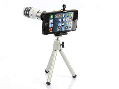 iPhone 5 Telephoto Lens attachable mini tripod adding 12x zoom & a f20mm sized lense