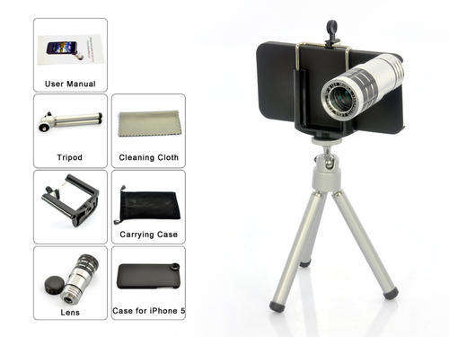 iPhone 5 Telephoto Lens attachable for iPhone 5 mobile adding to its already impressive specs by adding 12x zoom and a f20mm sized lens