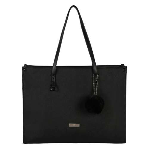 Supanova Pompom Ladies Laptop Bag - Black
