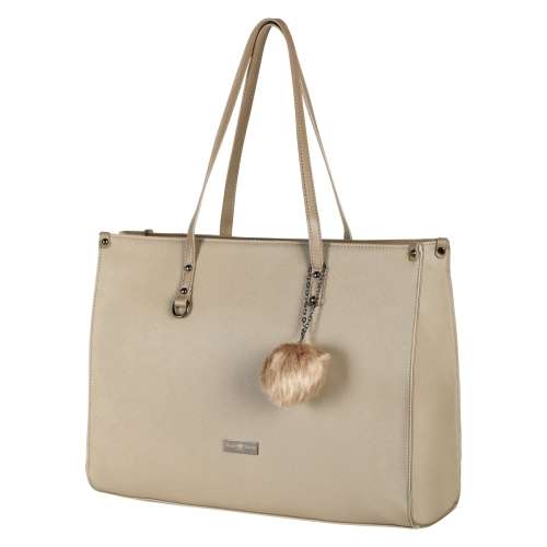 Supanova Pompom Ladies Laptop Bag - Taupe
