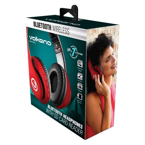 Volkano Impulse Series Bluetooth Headphones - Red