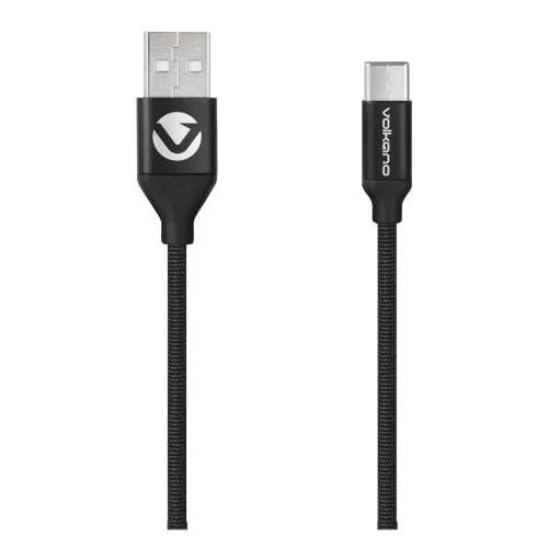 Volkano Weave Series Fabric Braided Type-C Cable - 1.2m - Black