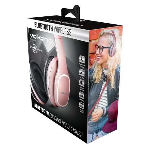 Volkano Phonic Series Bluetooth Wireless Hadphones in Rose Gold with FM Radio and up to 24 Hours