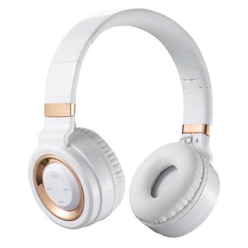 Volkano Lunar Series Bluetooth Wireless Headphones in White and Rose Gold with FM Radio