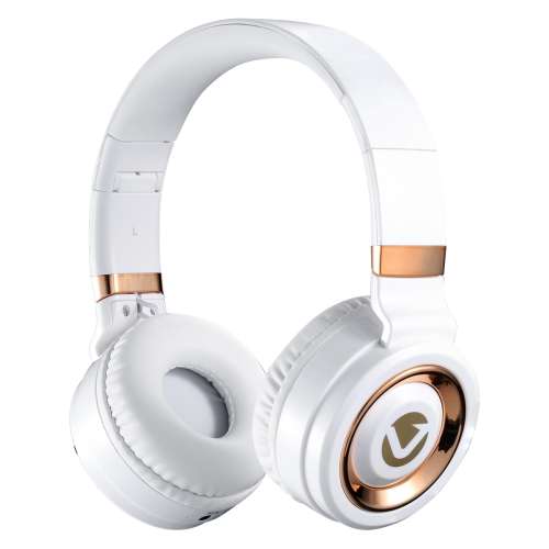 Volkano Lunar Series Bluetooth Wireless Headphones in White and Rose Gold with FM Radio