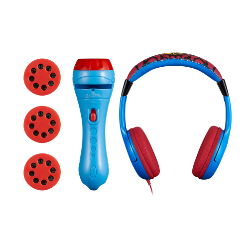 Marvel Spider-man Bundle : Kids Aux Stereo Volume Reduced Headphones + Torch Image Projector