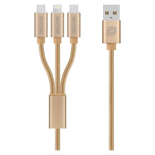 Bounce Cord Series 3-in-1 Charge Cable - Gold