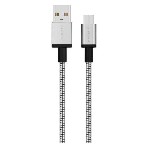 Premio Metal Series Micro USB Charge and Data Cable - Silver