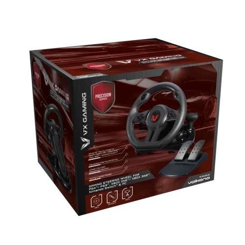 VX Gaming Precision Drive Series Wired Gaming Steering Wheel with Pedals and Sequential Gearshift