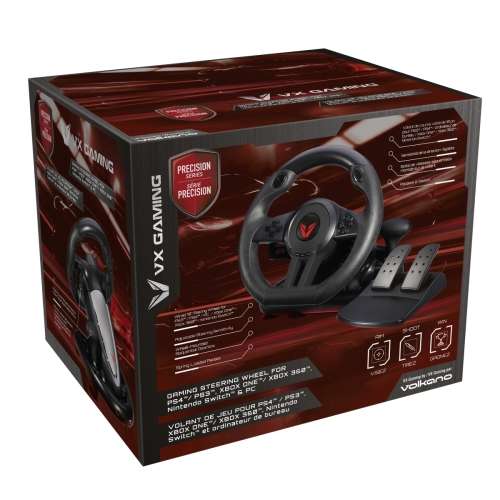 VX Gaming Precision Drive Series Wired Gaming Steering Wheel with Pedals and Sequential Gearshift